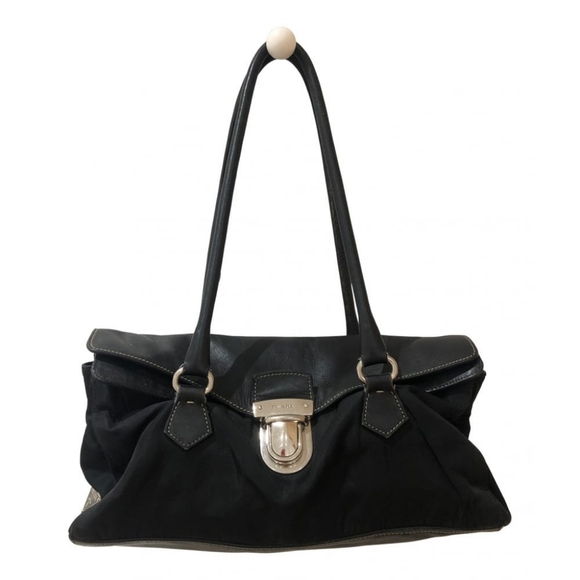 Prada Handbags - PRADA Black Nylon and Leather Shoulder Bag